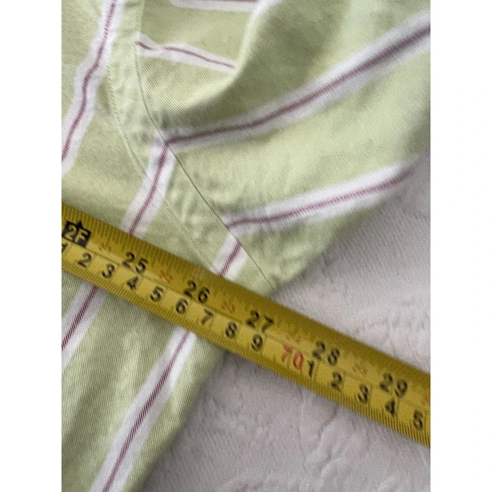 Ralph Lauren Shirt Mens L Green Stripe Oxford Classic Fit Button Down Flesh Pony